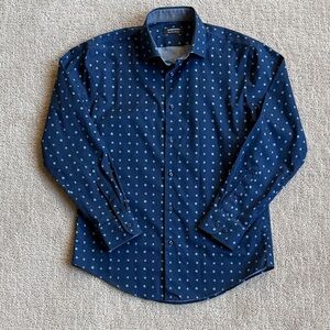 Nordstrom Dark Blue Patterned Dress Shirt